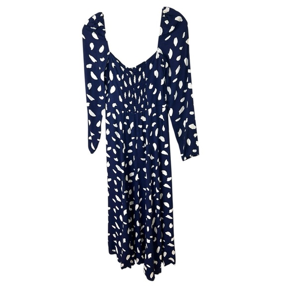 Reformation - Women’s ‘Sigmund’ Midi Dress in Splatter Print - Navy Blue, Size 2 - Picture 8 of 17
